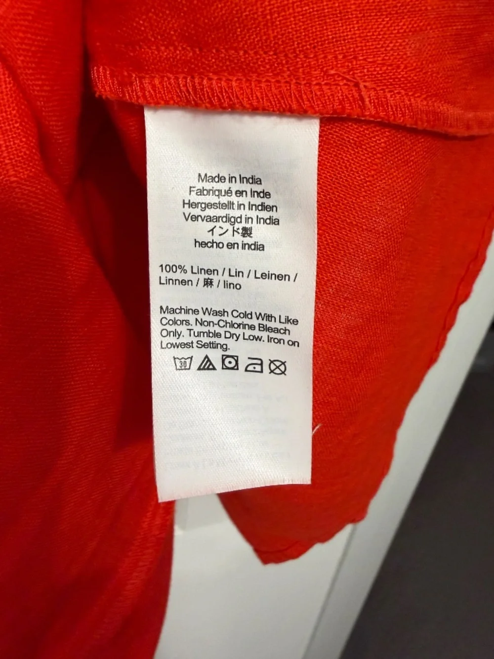 J. Crew red 100% linen mini dress with tie back detail NWT.
